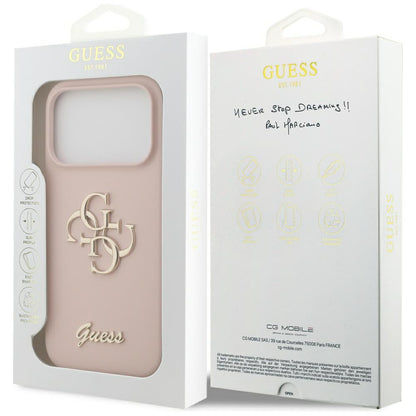 Funda para Apple iPhone 17 Pro, Guess, Big 4G Script, Rosa Claro