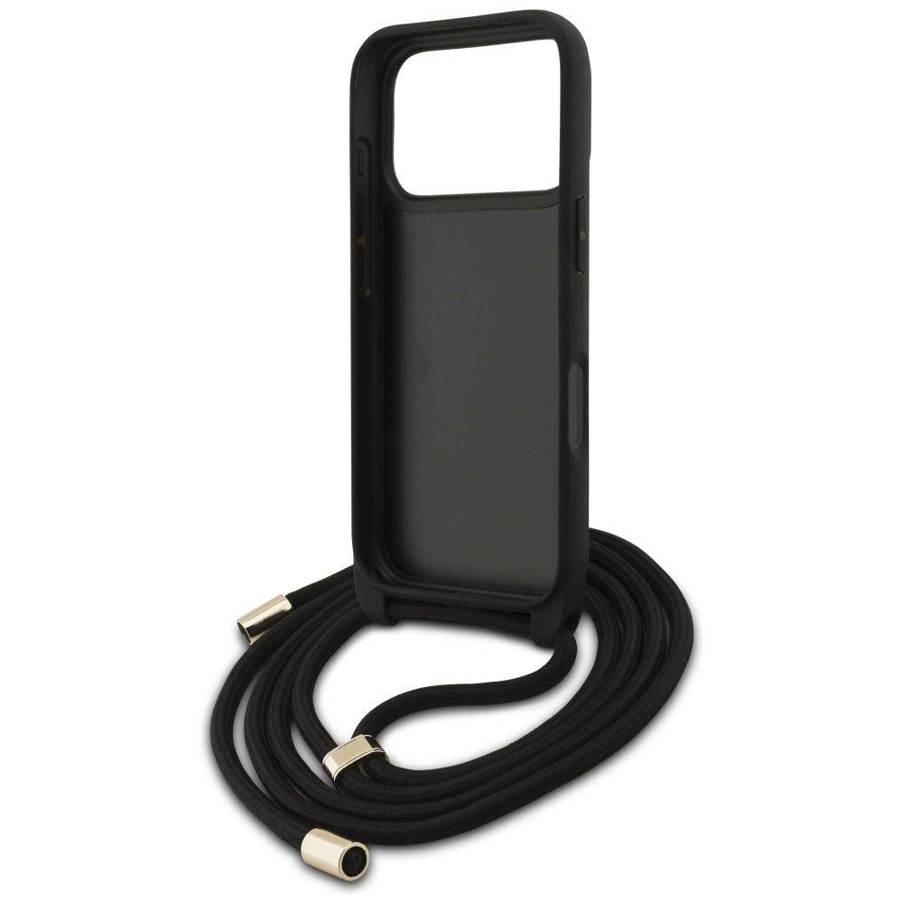 Funda para Apple iPhone 17 Pro, Guess, Crossbody Cord 4G Big Log, Marrón