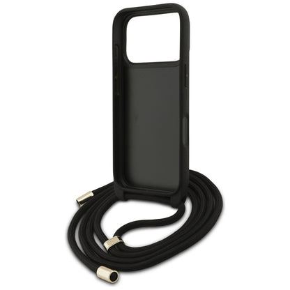 Funda para Apple iPhone 17 Pro, Guess, Crossbody Cord 4G Big Log, Marrón