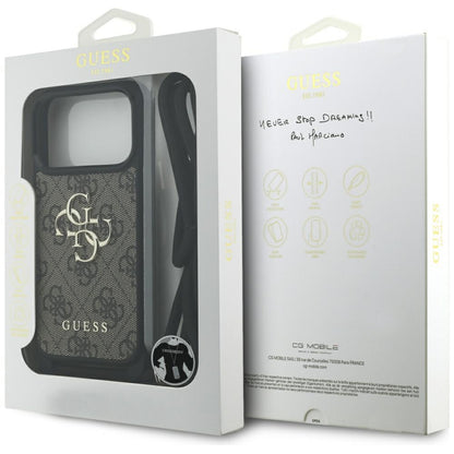 Funda para Apple iPhone 17 Pro, Guess, Crossbody Cord 4G Big Log, Marrón