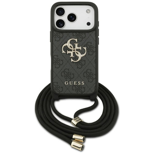 Funda para Apple iPhone 17 Pro, Guess, Crossbody Cord 4G Big Log, Negra