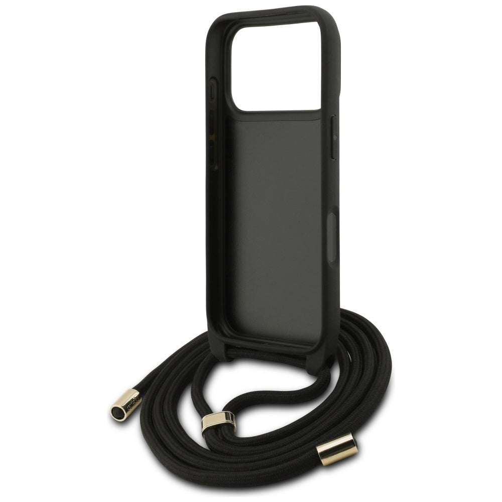 Funda para Apple iPhone 17 Pro, Guess, Crossbody Cord 4G Big Log, Negra