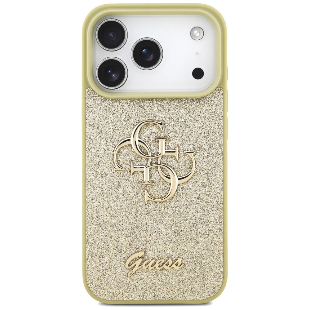 Funda para Apple iPhone 17 Pro, Guess, Fixed Glitter Big 4G, Dorada