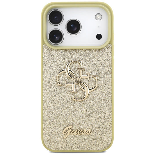 Funda para Apple iPhone 17 Pro, Guess, Fixed Glitter Big 4G, Dorada