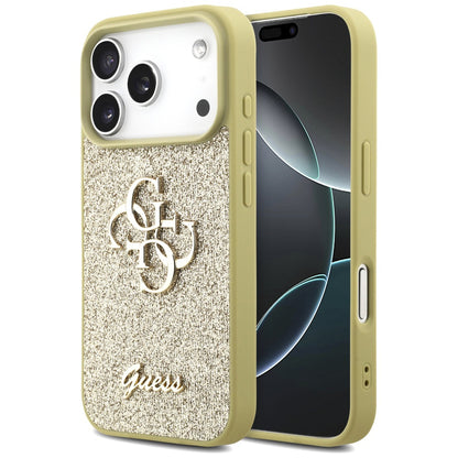 Funda para Apple iPhone 17 Pro, Guess, Fixed Glitter Big 4G, Dorada