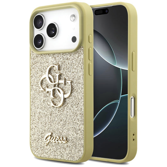 Funda para Apple iPhone 17 Pro, Guess, Fixed Glitter Big 4G, Dorada