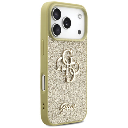 Funda para Apple iPhone 17 Pro, Guess, Fixed Glitter Big 4G, Dorada