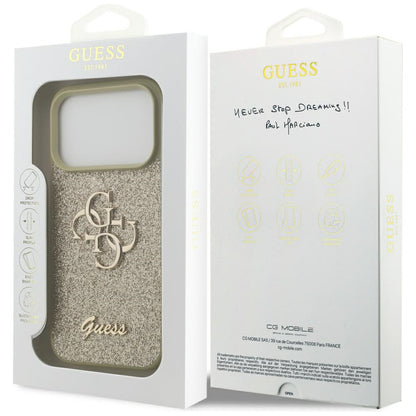 Funda para Apple iPhone 17 Pro, Guess, Fixed Glitter Big 4G, Dorada