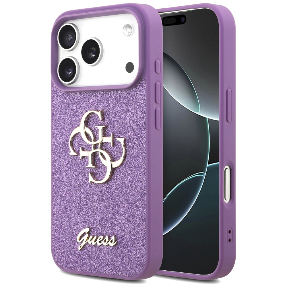Funda para Apple iPhone 17 Pro, Guess, Fixed Glitter Big 4G, Morado