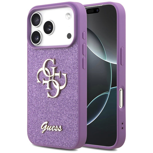 Funda para Apple iPhone 17 Pro, Guess, Fixed Glitter Big 4G, Morado