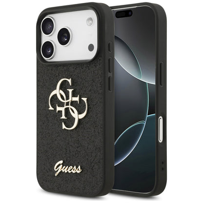 Funda para Apple iPhone 17 Pro, Guess, Fixed Glitter Big 4G, Negra