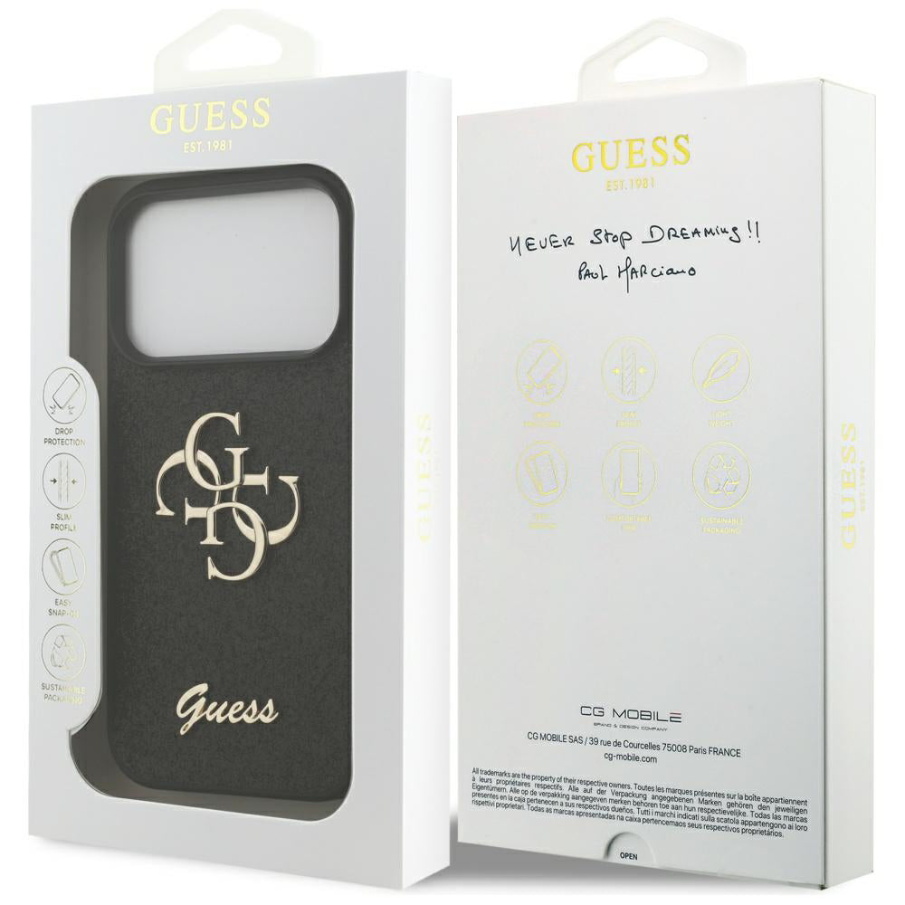 Funda para Apple iPhone 17 Pro, Guess, Fixed Glitter Big 4G, Negra