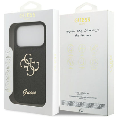 Funda para Apple iPhone 17 Pro, Guess, Fixed Glitter Big 4G, Negra