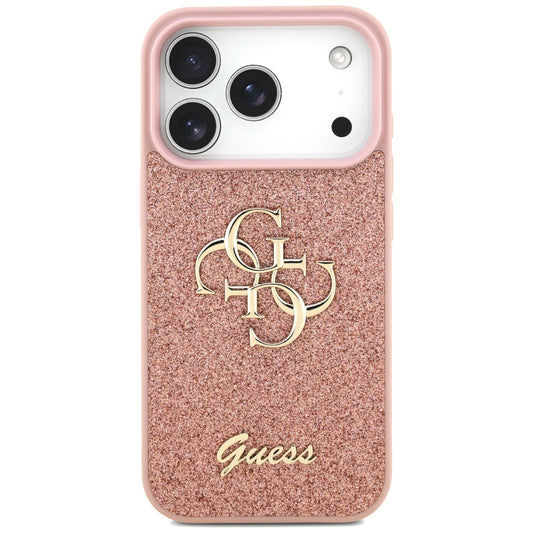 Funda para Apple iPhone 17 Pro, Guess, Fixed Glitter Big 4G, Rosa