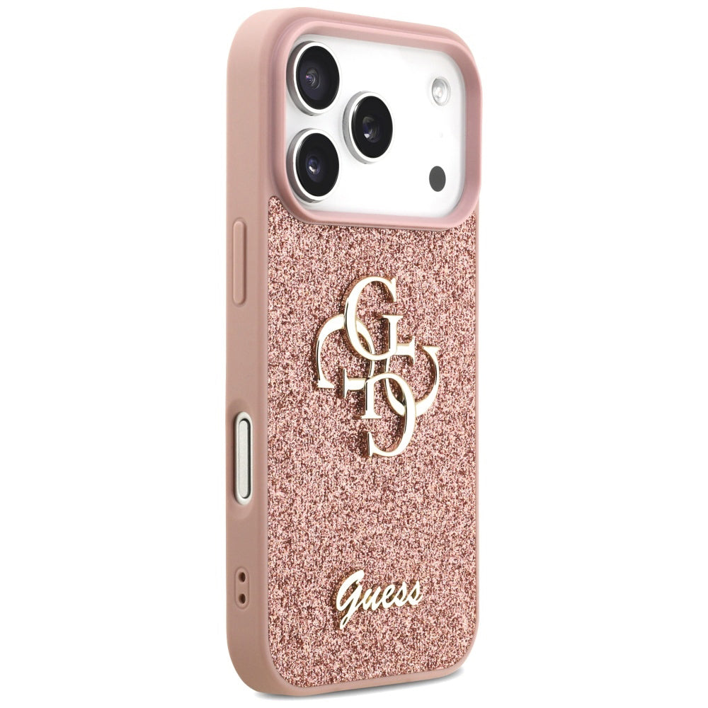 Funda para Apple iPhone 17 Pro, Guess, Fixed Glitter Big 4G, Rosa