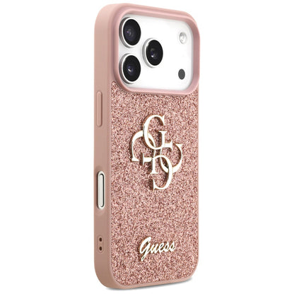 Funda para Apple iPhone 17 Pro, Guess, Fixed Glitter Big 4G, Rosa