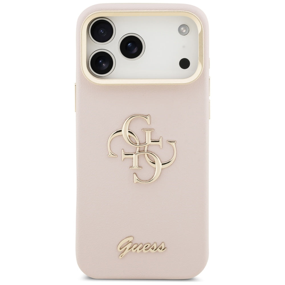 Funda para Apple iPhone 17 Pro, Guess, Grained Big 4G Stand Camera, Rosa