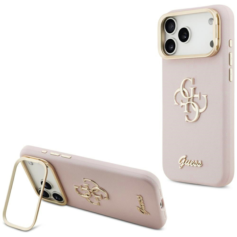 Funda para Apple iPhone 17 Pro, Guess, Grained Big 4G Stand Camera, Rosa