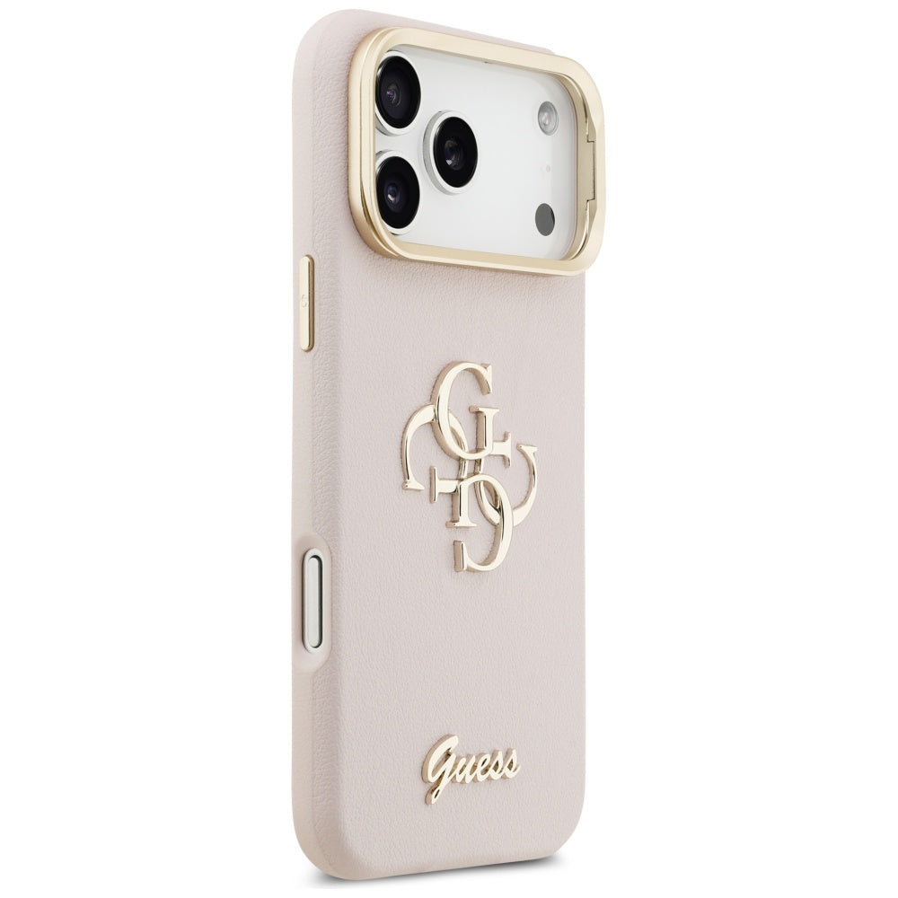 Funda para Apple iPhone 17 Pro, Guess, Grained Big 4G Stand Camera, Rosa