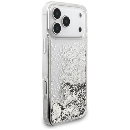 Funda para Apple iPhone 17 Pro, Guess, Liquid Glitter Charms, Plateada