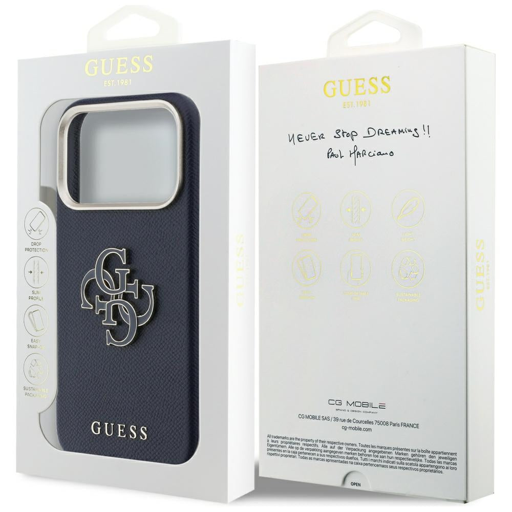 Funda para Apple iPhone 17 Pro, Guess, Resin Logo, Azul