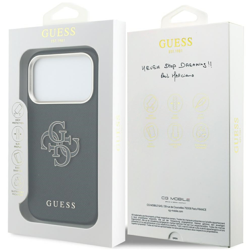 Funda para Apple iPhone 17 Pro, Guess, Resin Logo, Negra