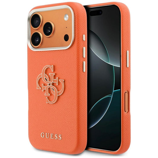 Funda para Apple iPhone 17 Pro, Guess, Resin Logo, Naranja