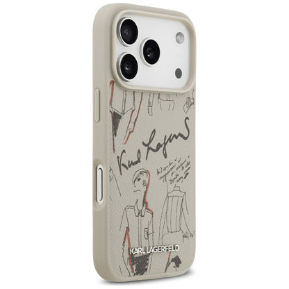 Funda para Apple iPhone 17 Pro, Karl Lagerfeld, Logo con Patrón Granulado, Gris