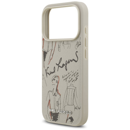 Funda para Apple iPhone 17 Pro, Karl Lagerfeld, Logo con Patrón Granulado, Gris