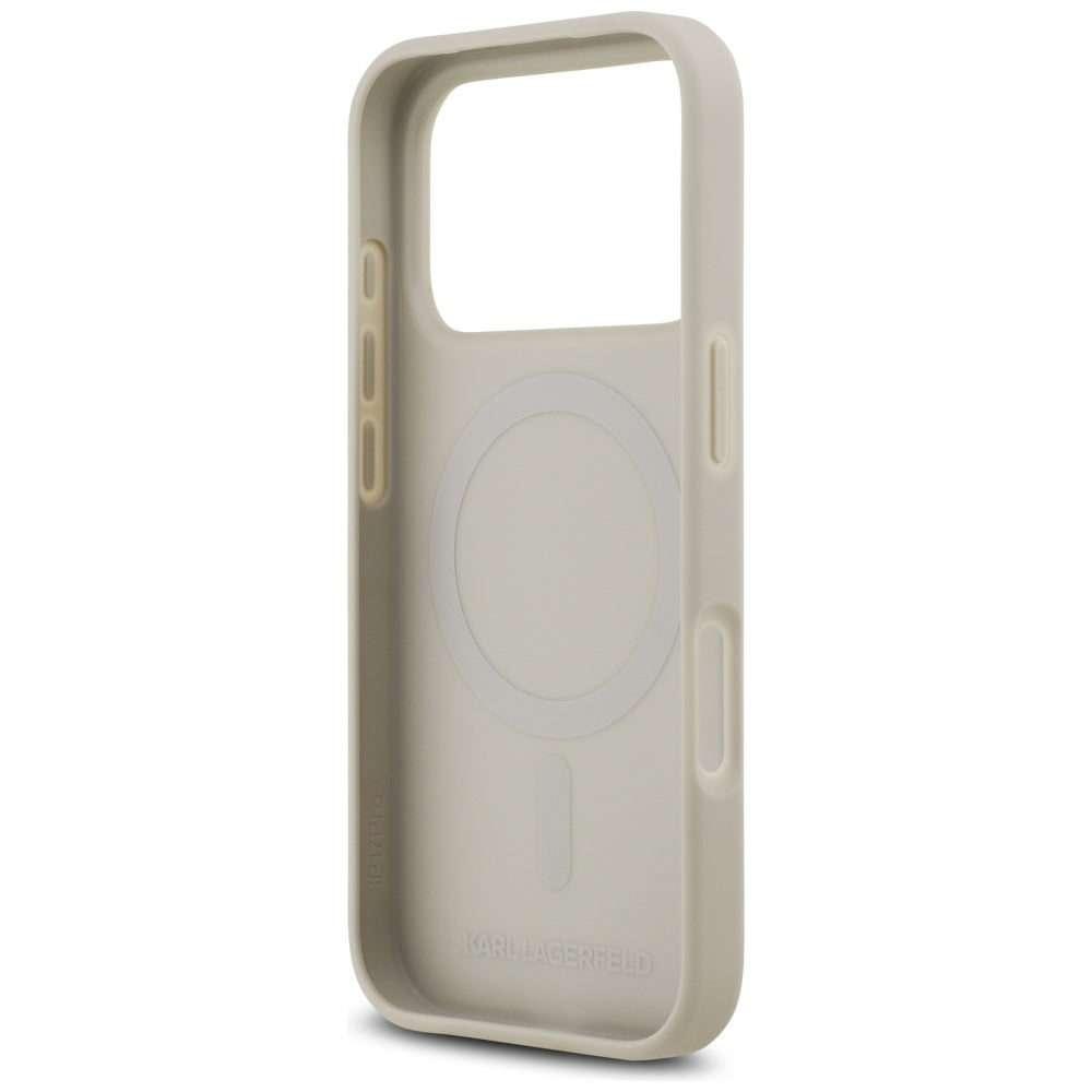 Funda para Apple iPhone 17 Pro, Karl Lagerfeld, Logo con Patrón Granulado, Gris
