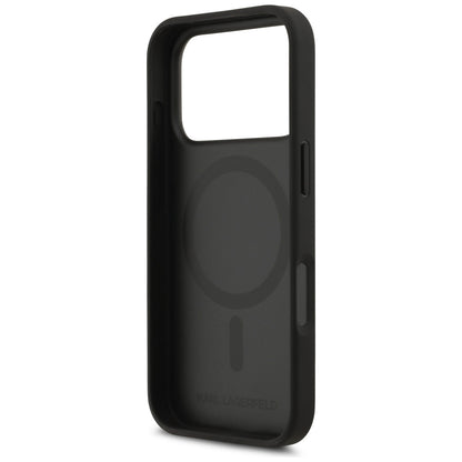 Funda para Apple iPhone 17 Pro, Karl Lagerfeld, Logo con Patrón Granulado, Negra