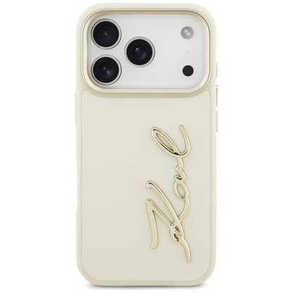 Funda para Apple iPhone 17 Pro, Karl Lagerfeld, Script Logo, Beige
