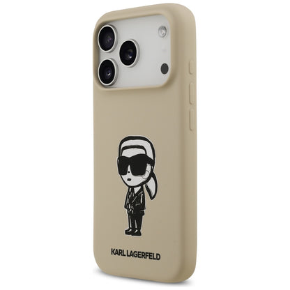Funda para Apple iPhone 17 Pro, Karl Lagerfeld, Sketch and Logo Karl, Marrón.