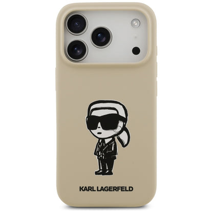 Funda para Apple iPhone 17 Pro, Karl Lagerfeld, Sketch and Logo Karl, Marrón.
