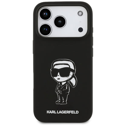 Funda para Apple iPhone 17 Pro, Karl Lagerfeld, Sketch and Logo Karl, Negra