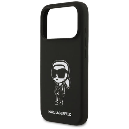 Funda para Apple iPhone 17 Pro, Karl Lagerfeld, Sketch and Logo Karl, Negra