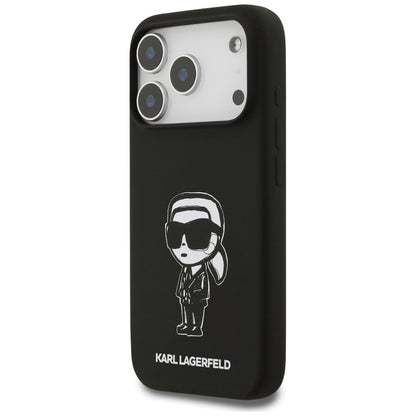 Funda para Apple iPhone 17 Pro, Karl Lagerfeld, Sketch and Logo Karl, Negra