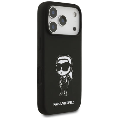 Funda para Apple iPhone 17 Pro, Karl Lagerfeld, Sketch and Logo Karl, Negra