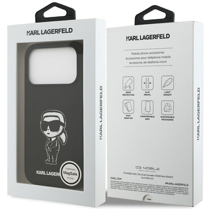 Funda para Apple iPhone 17 Pro, Karl Lagerfeld, Sketch and Logo Karl, Negra