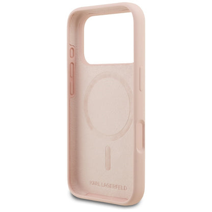 Funda para Apple iPhone 17 Pro, Karl Lagerfeld, Sketch and Logo Karl, Rosa.
