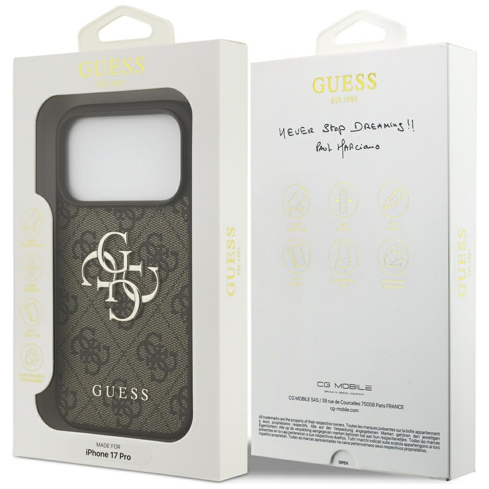 Funda para Apple iPhone 17 Pro Max, Guess, 4G Big Logo, Marrón