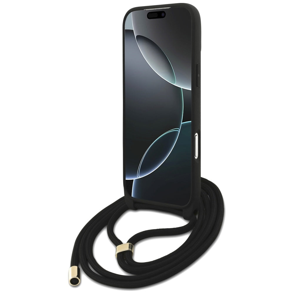 Funda para Apple iPhone 17 Pro Max, Guess, 4G CBDY Big Logo con Correa de Cordón, Marrón