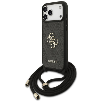 Funda para Apple iPhone 17 Pro Max, Guess, 4G CBDY Big Logo con Correa, Negra