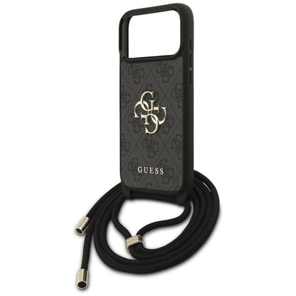 Funda para Apple iPhone 17 Pro Max, Guess, 4G CBDY Big Logo con Correa, Negra