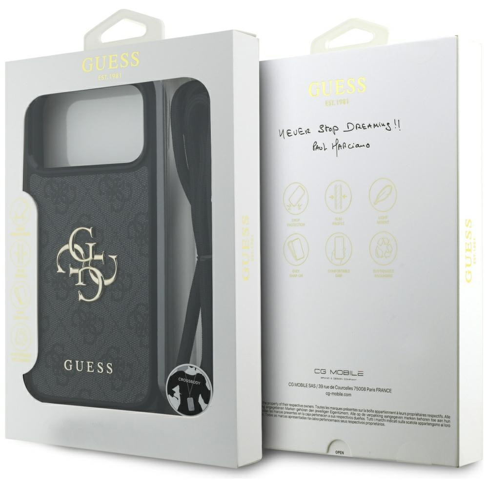 Funda para Apple iPhone 17 Pro Max, Guess, 4G CBDY Big Logo con Correa, Negra