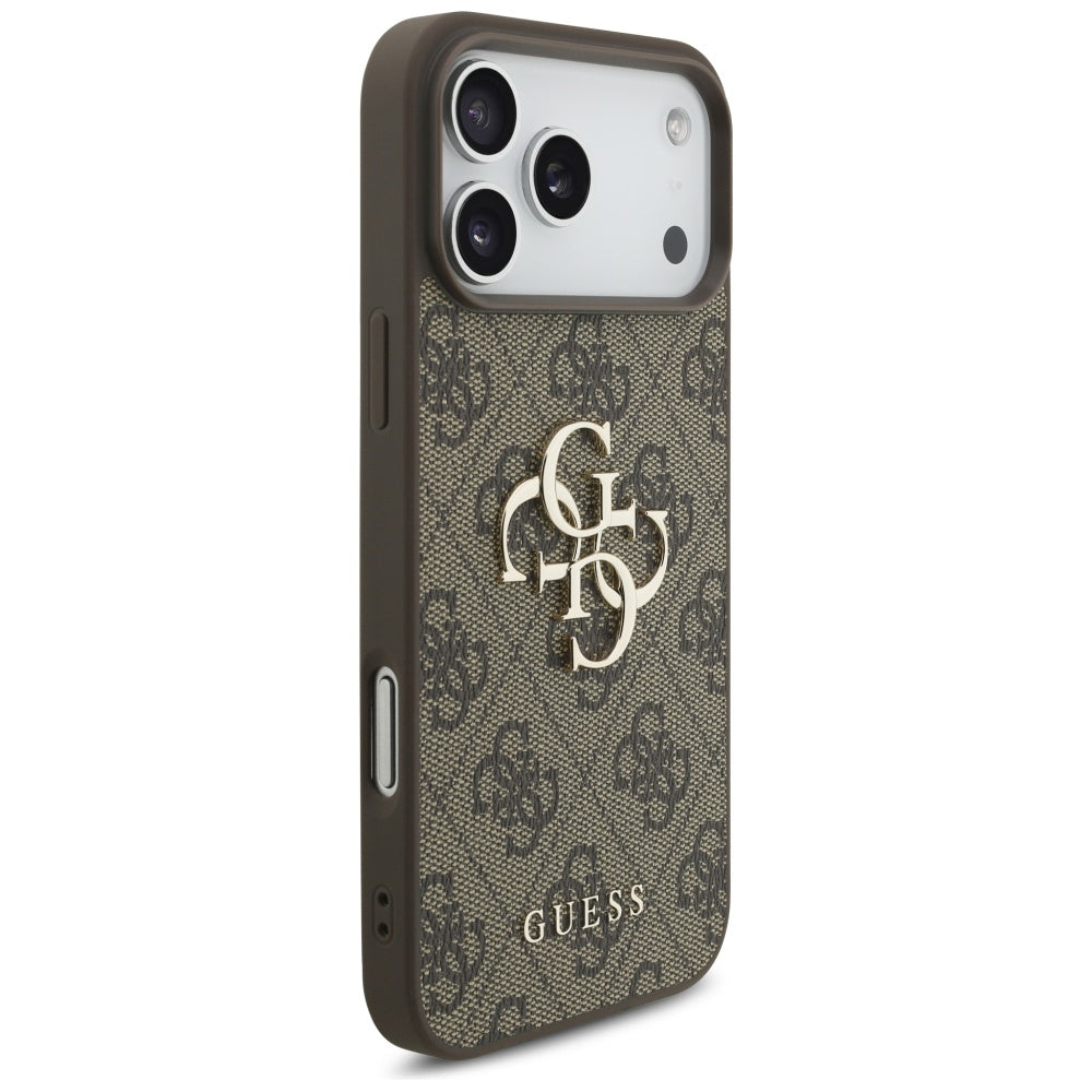 Funda para Apple iPhone 17 Pro Max, Guess, 4G Classic Logo con Correa de Perla, Marrón