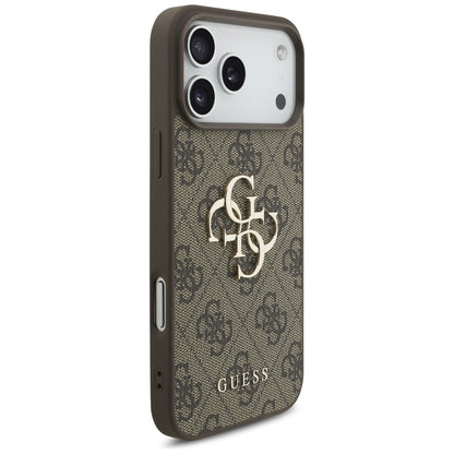 Funda para Apple iPhone 17 Pro Max, Guess, 4G Classic Logo con Correa de Perla, Marrón