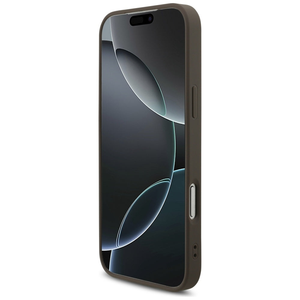 Funda para Apple iPhone 17 Pro Max, Guess, 4G Classic Logo con Correa de Perla, Marrón