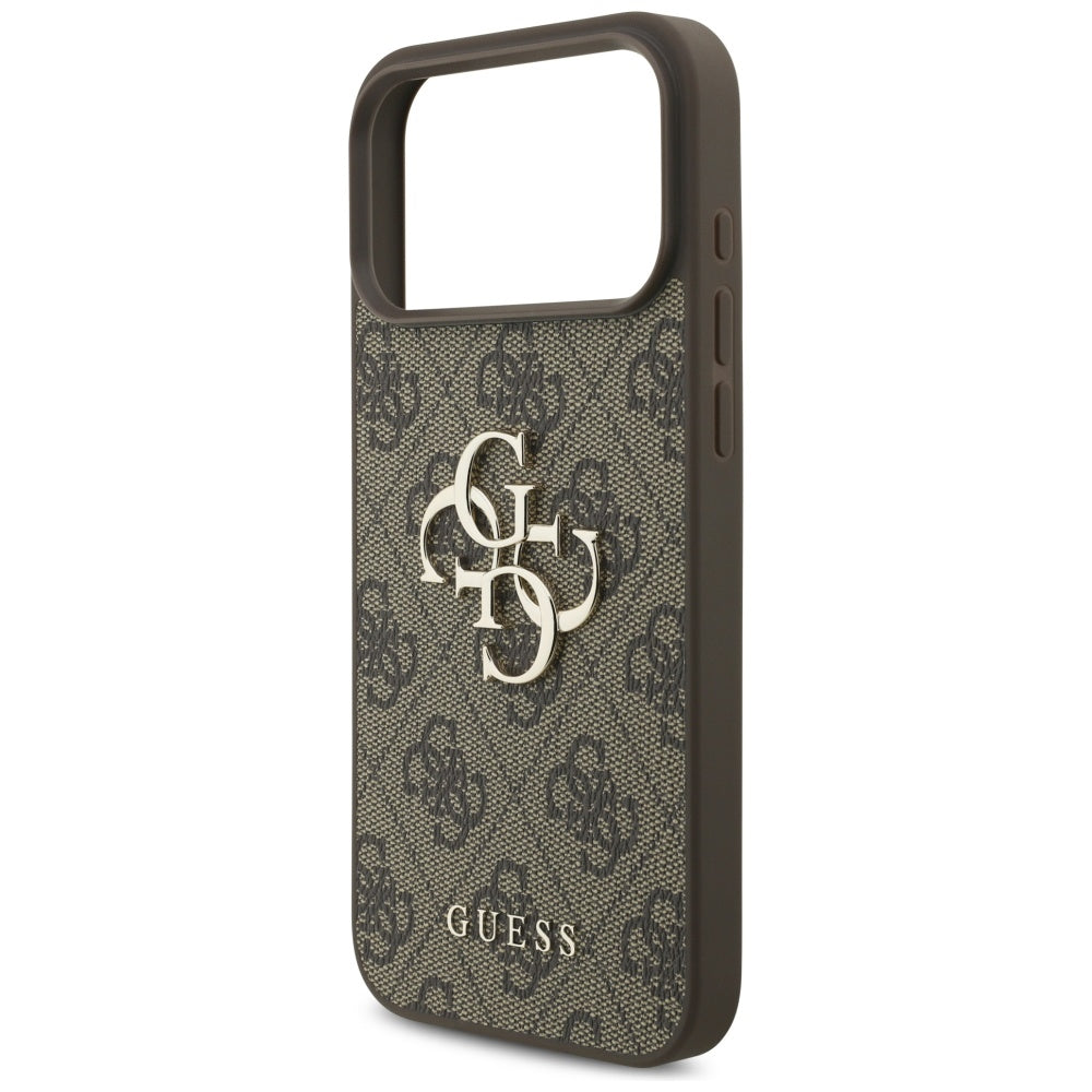Funda para Apple iPhone 17 Pro Max, Guess, 4G Classic Logo con Correa de Perla, Marrón