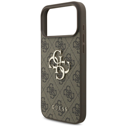 Funda para Apple iPhone 17 Pro Max, Guess, 4G Classic Logo con Correa de Perla, Marrón